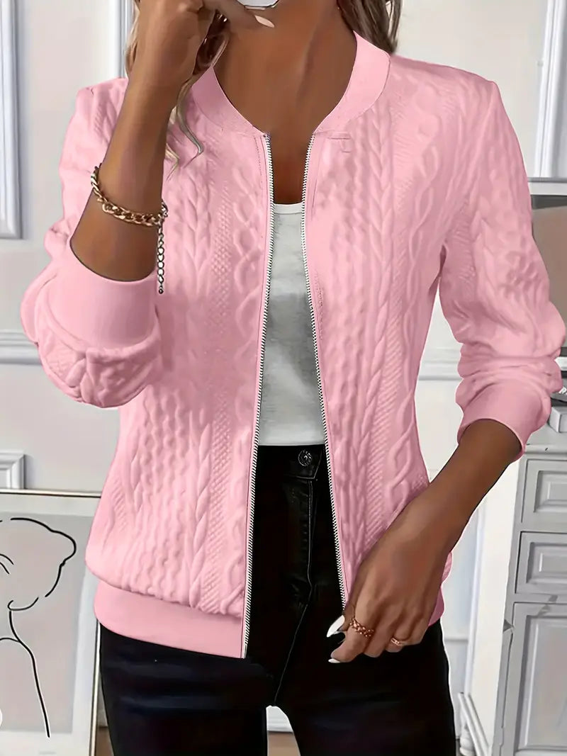Kathleen™ | Textured Zip-Up Bomber Jacket