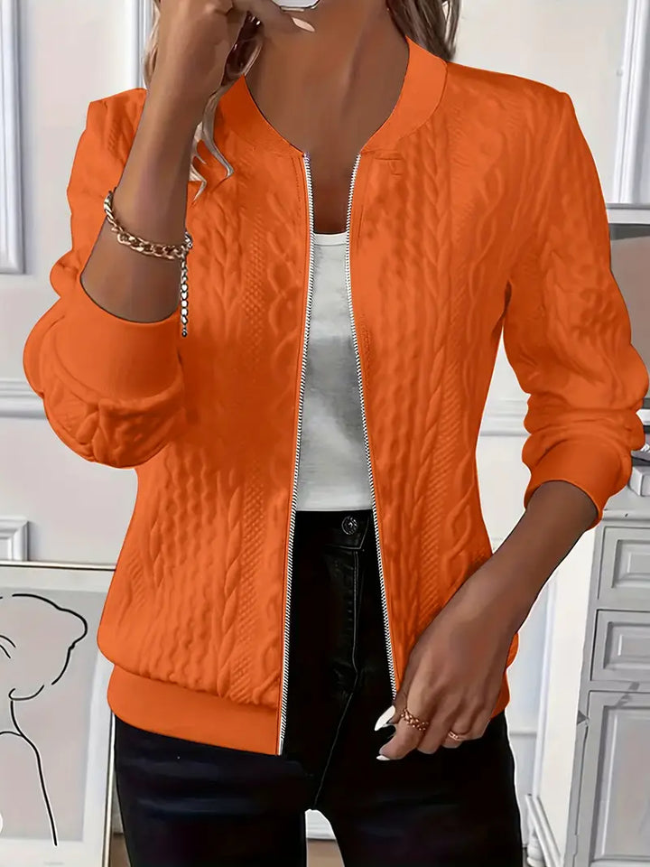 Kathleen™ | Textured Zip-Up Bomber Jacket