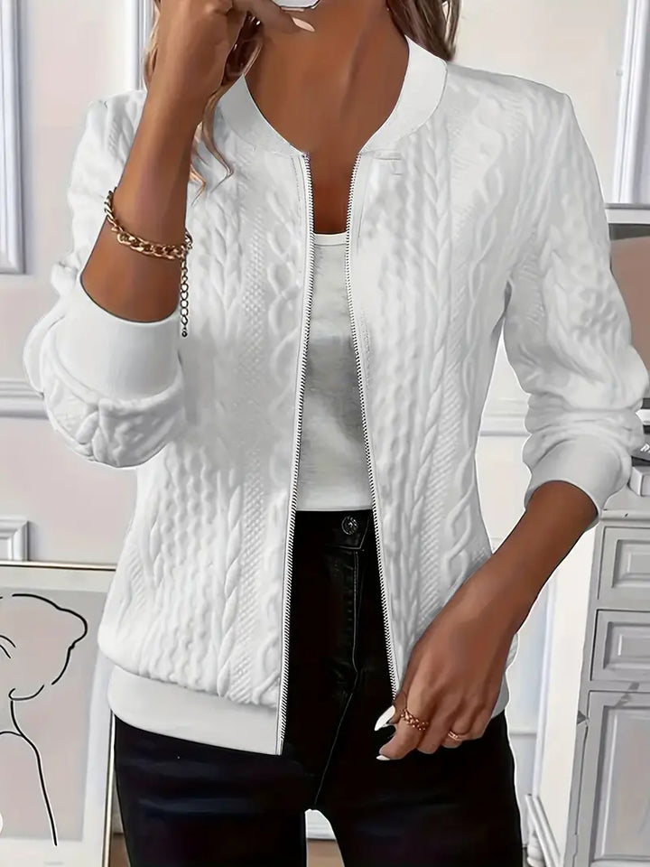 Kathleen™ | Textured Zip-Up Bomber Jacket