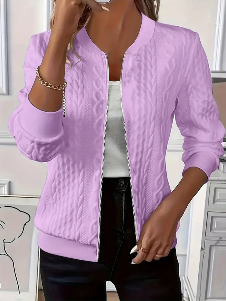 Kathleen™ | Textured Zip-Up Bomber Jacket
