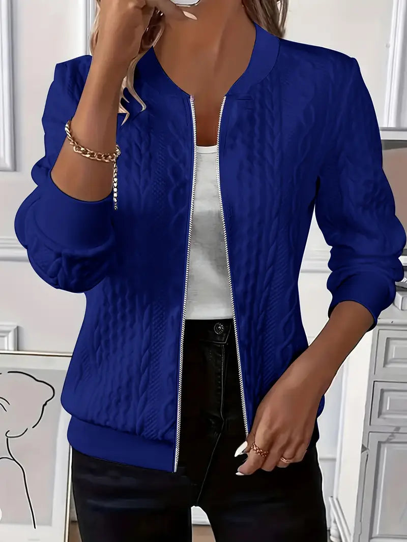 Kathleen™ | Textured Zip-Up Bomber Jacket