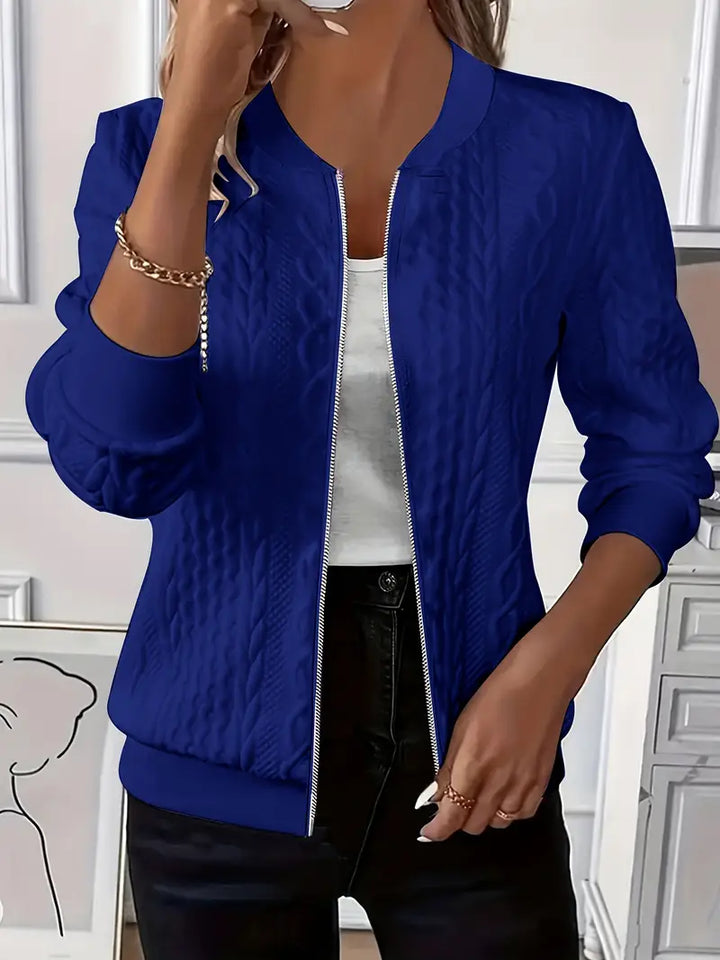 Kathleen™ | Textured Zip-Up Bomber Jacket