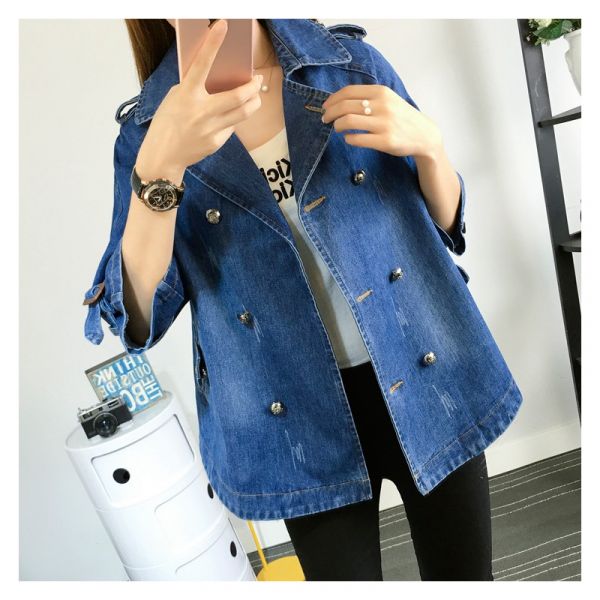 Jonna™ | Denim Cape Coat with Elegant Flare